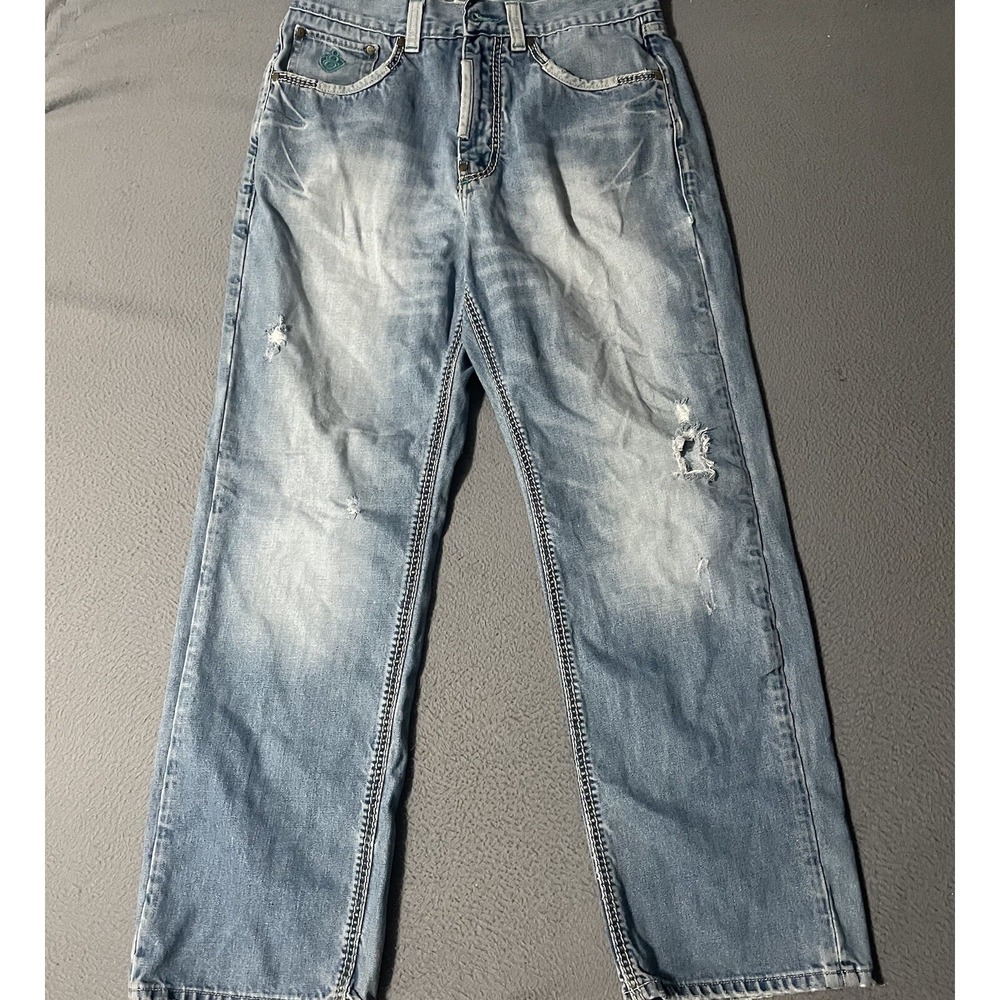 VTG Eight 732 Baggy Hip Hop Jeans Mens 34x33 Embroider‎ Pocket Straight Y2k Fade